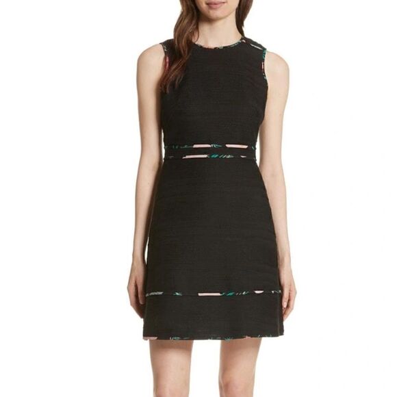 $398 EEUC Kate Spade Blossom Trim Dress in Black Picnic Perfect Tweed Size 2 - Picture 1 of 9
